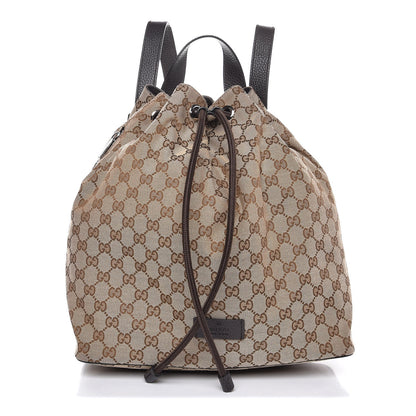 Gucci Monogram Dollar Calfskin O Drawstring Backpack Beige Ebony Testa di Moro Dark Chocolate 1 of 7