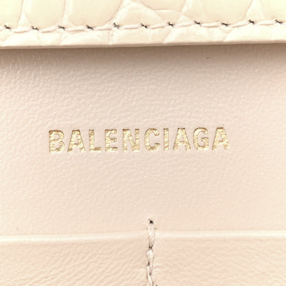 Balenciaga Shiny Calfskin Crocodile Embossed Hourglass Chain Bag Cream 6 of 11