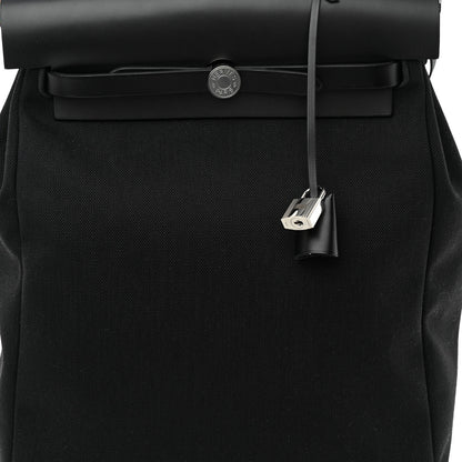 Hermes Military Toile Vache Hunter Herbag a Dos Zip Retourne Backpack Black 8 of 10