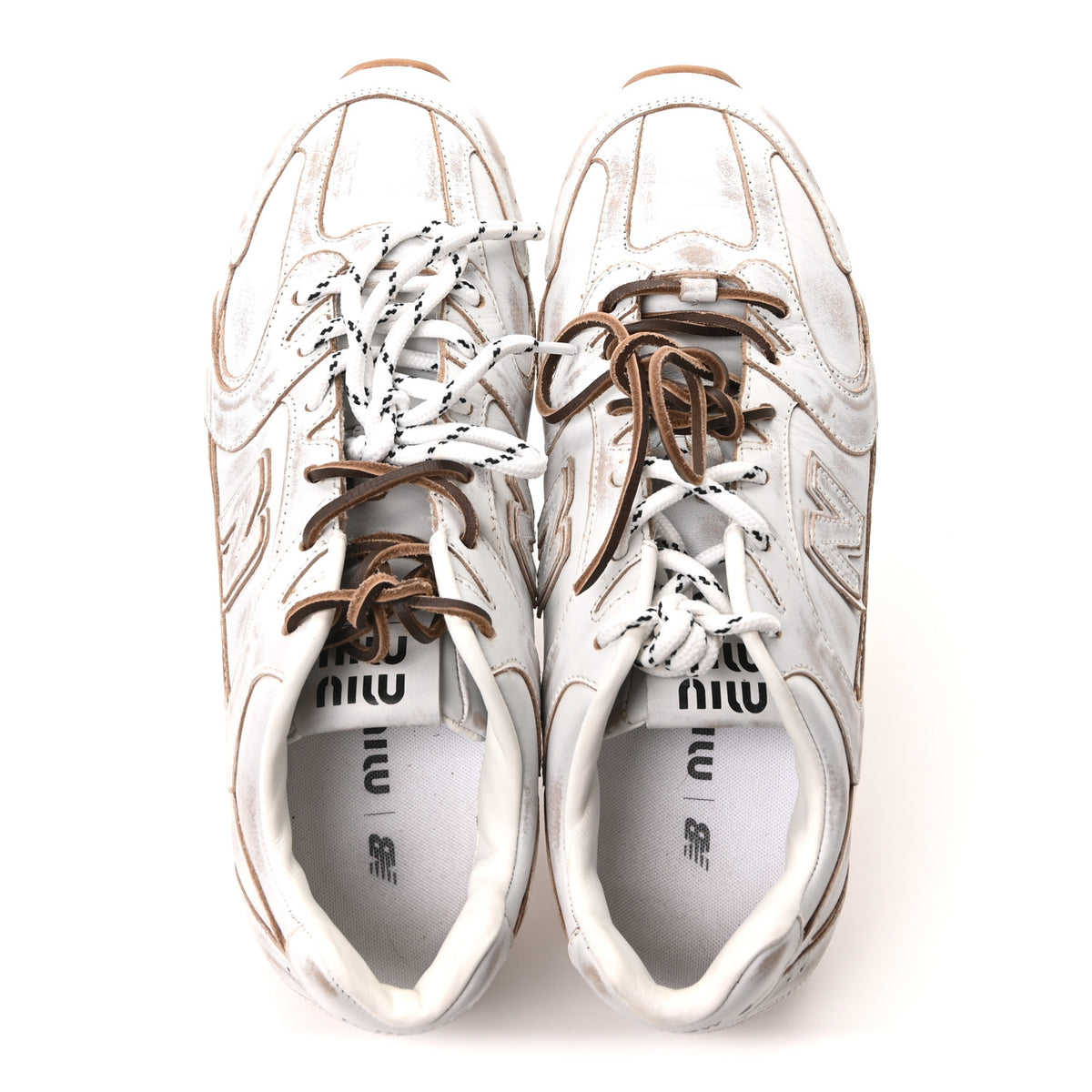 Miu Miu X NEW BALANCE Bleached Calfskin 530 SL Slip-On Sneakers Mules 41 White 2 of 9