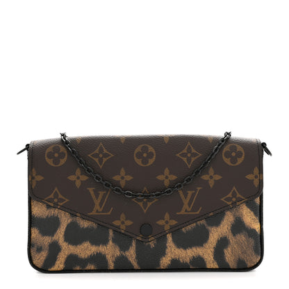Louis Vuitton Monogram Animal Print Pochette Felicie Chain Wallet 1 of 11