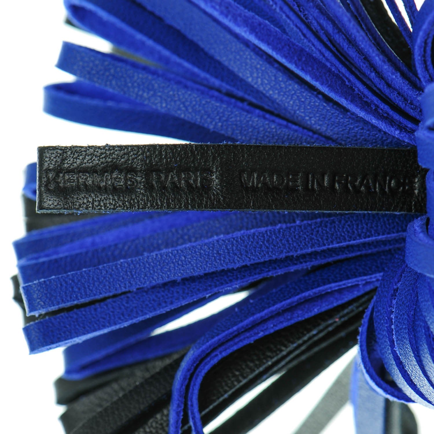 Hermes Lambskin Bi-Color Carmen Tassel Key Holder Black Bleu Electrique 3 of 5