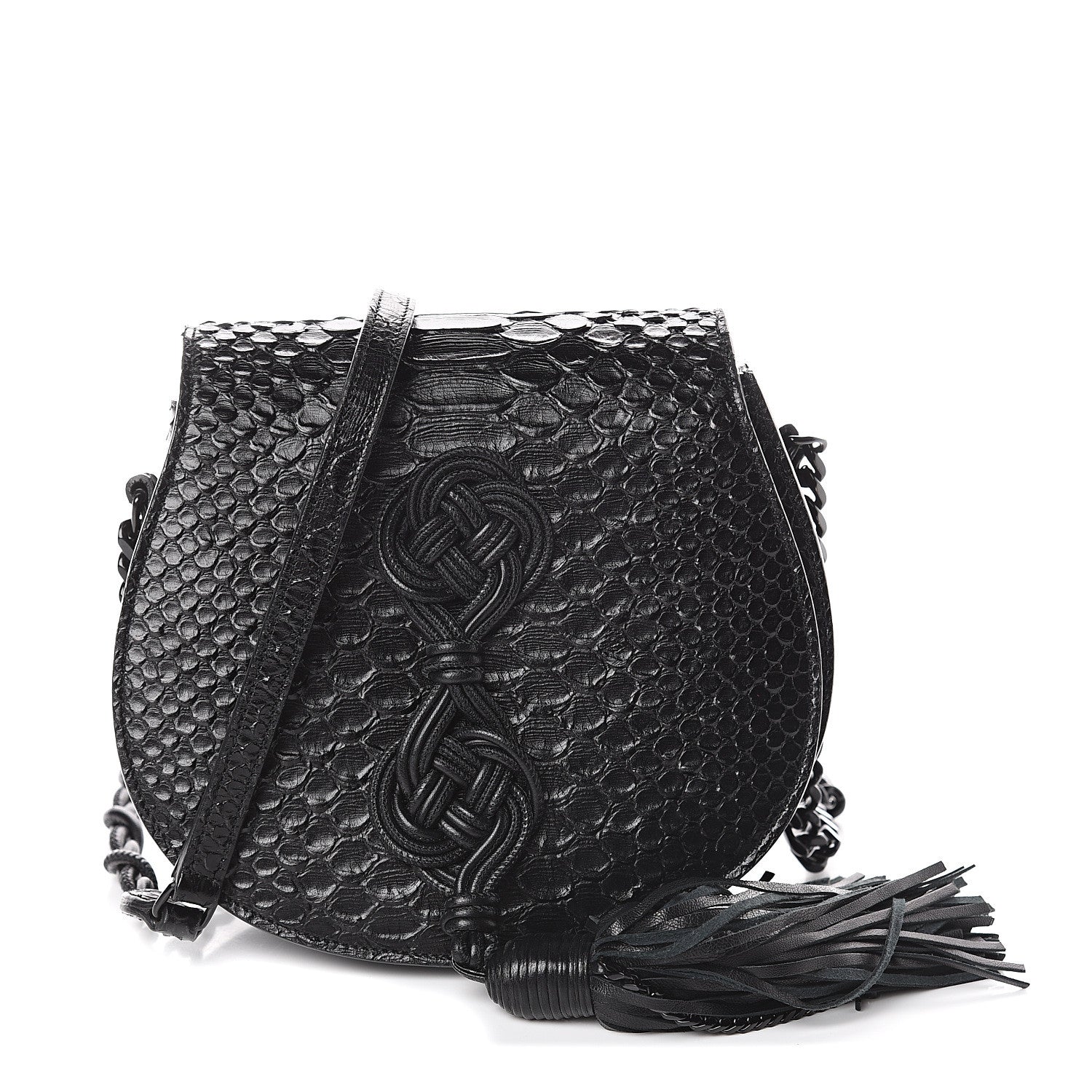 Saint Laurent Python Calfskin Embossed Passementerie Chain Bag Black 1 of 7