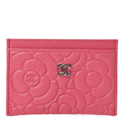 Chanel Caviar Camellia Embossed Card Holder Pink 1 of 11