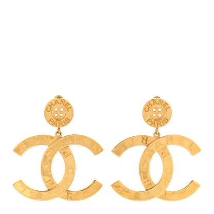 Chanel Metal Large Paris Button Earrings Gold 1 of 4