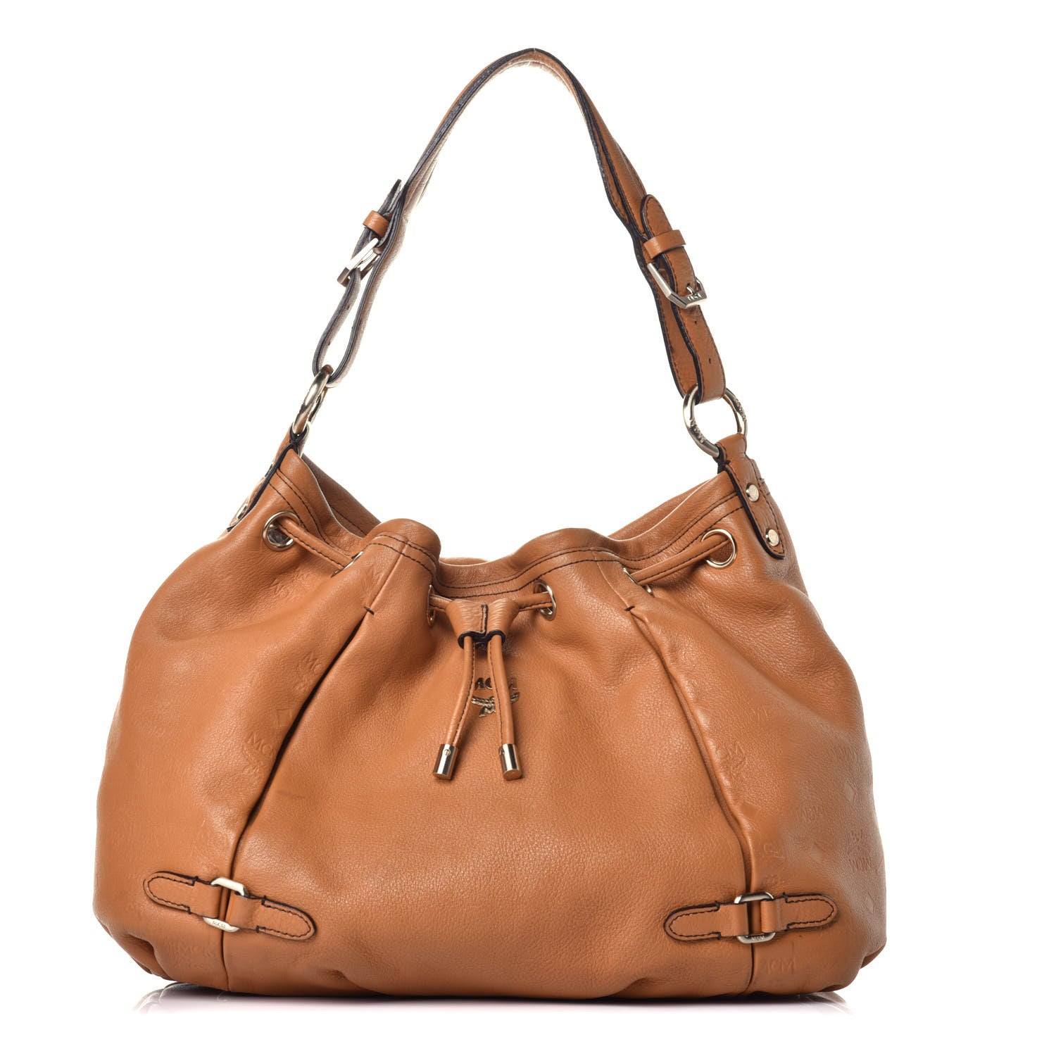 MCM Calfskin Ottomar Drawstring Shoulder Bag Sandstone 1 of 8