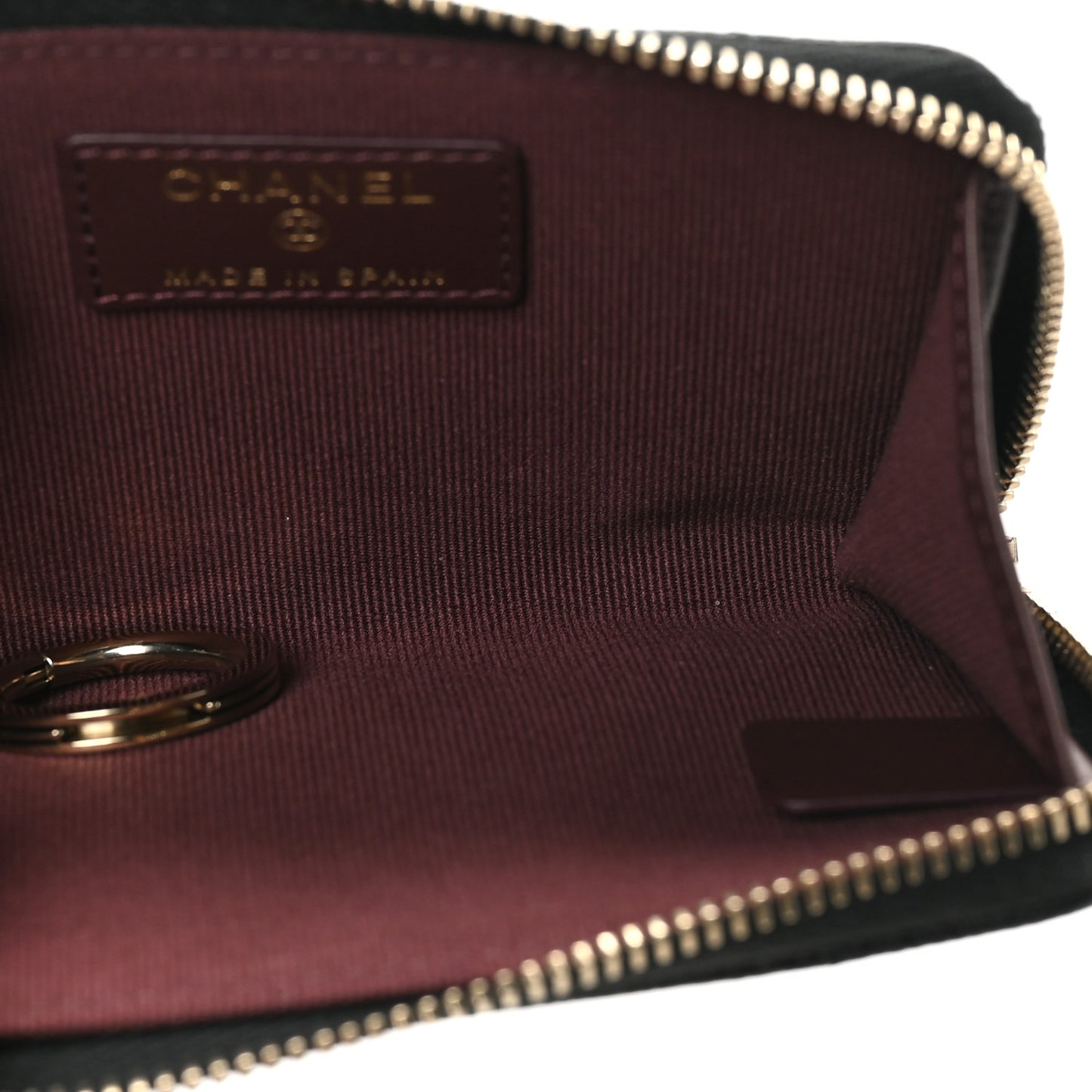 Caviar Quilted Zipped Key Holder Case Black