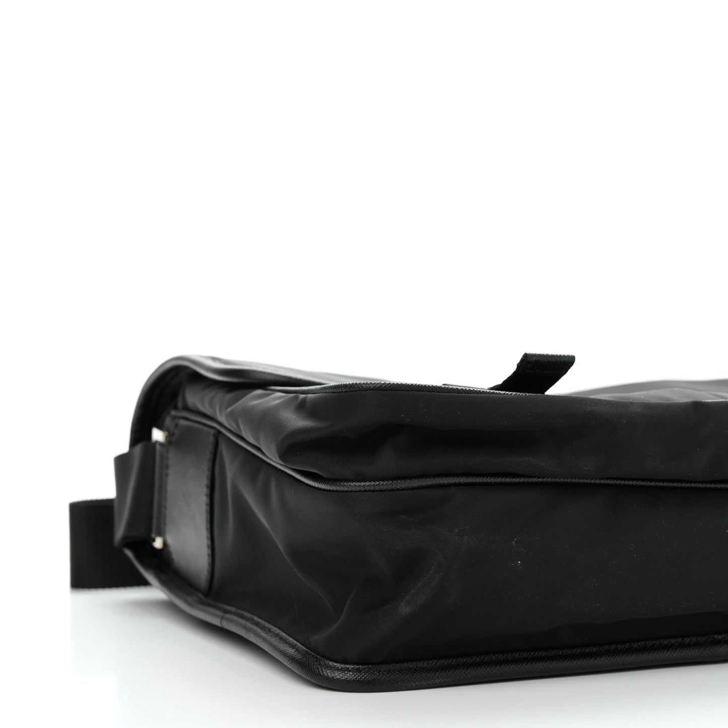 Tessuto Nylon Saffiano Large Double Snap Buckle Messenger Bag Black