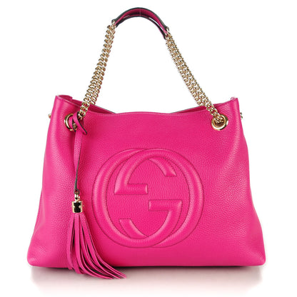 Gucci Cellarius Calfskin Medium Soho Chain Shoulder Bag Bright Bouganville 1 of 6