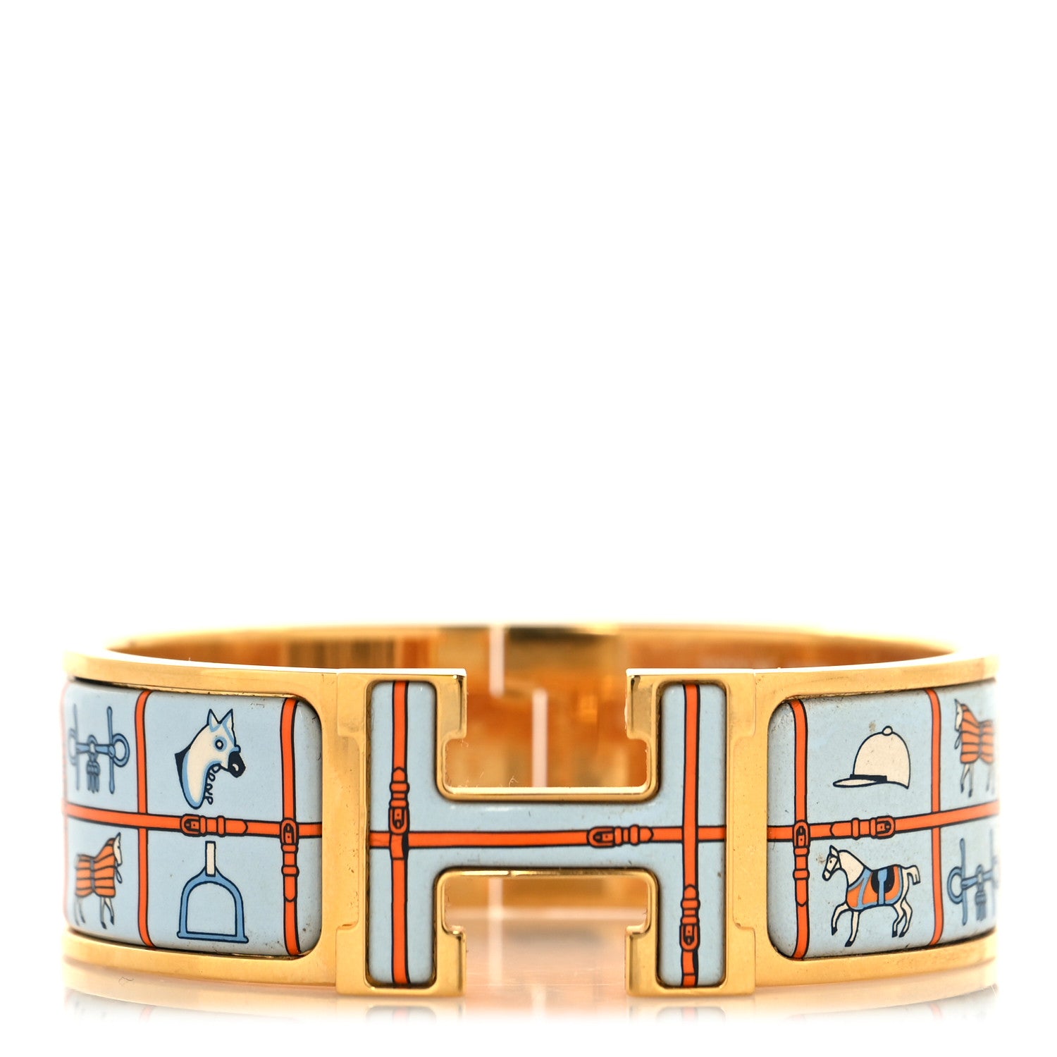 Hermes Enamel Printed Wide Couvertures et Tenues de Jour Clic Clac