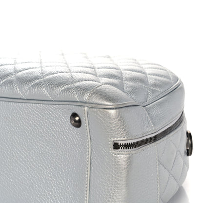 Chanel Metallic Calfskin Quilted Medium Airlines Round Trip Bowling Bag Silver 9 of 14
