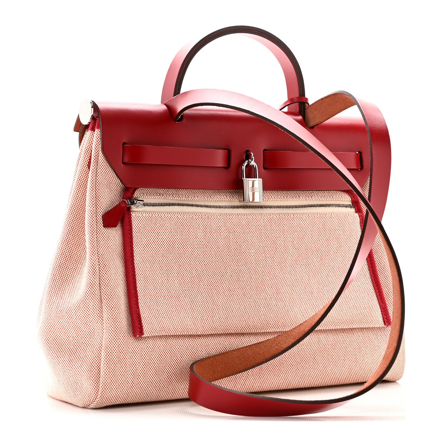 Hermes Vache Hunter Toile Pegase Pop Herbag Zip Retourne 31 PM Rouge Piment 4 of 11