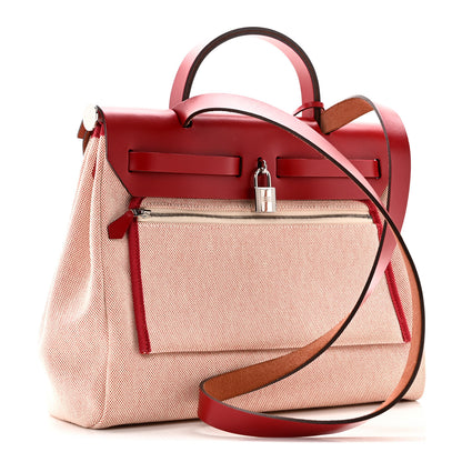 Hermes Vache Hunter Toile Pegase Pop Herbag Zip Retourne 31 PM Rouge Piment 4 of 11