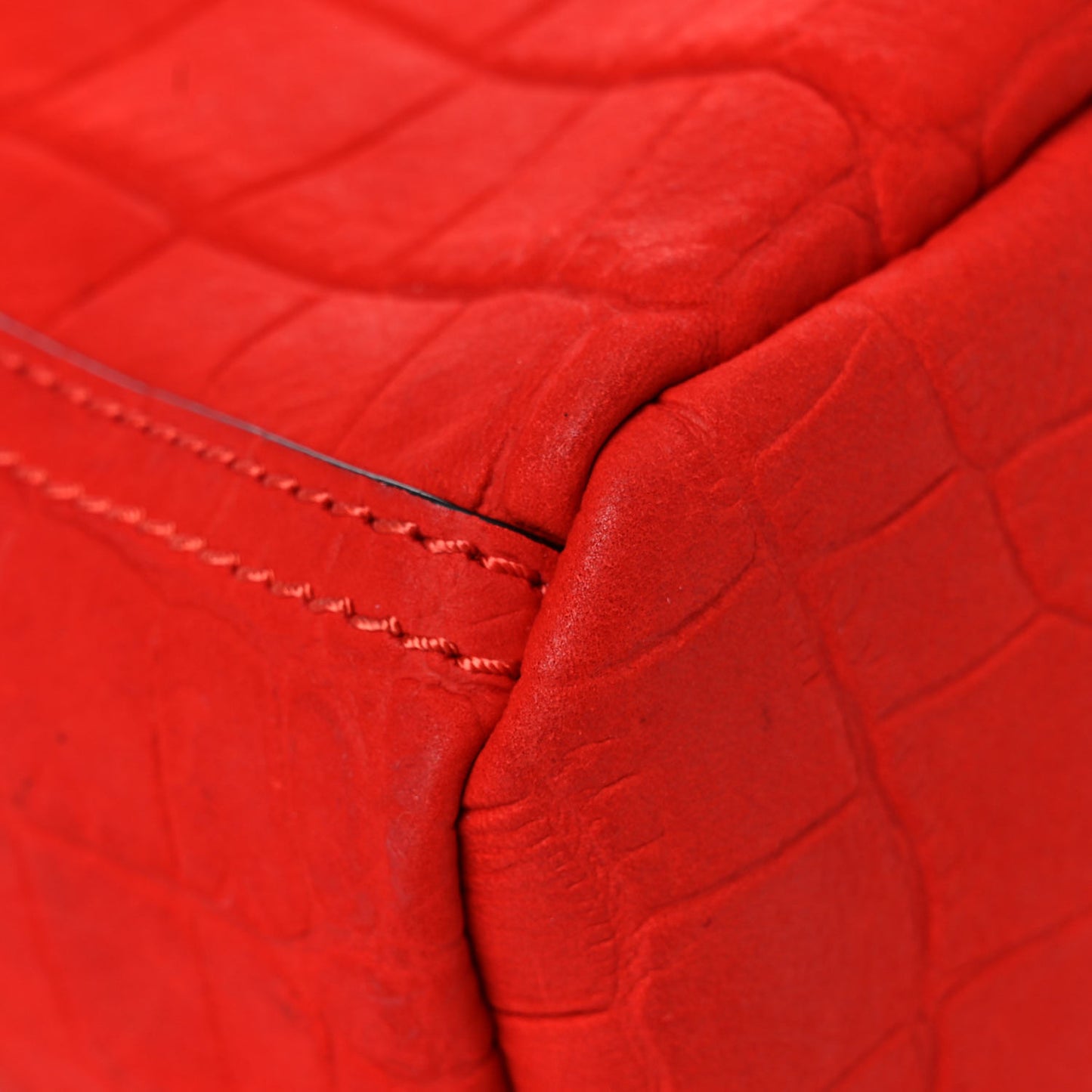 Calfskin Crocodile Embossed Mini Pandora Red
