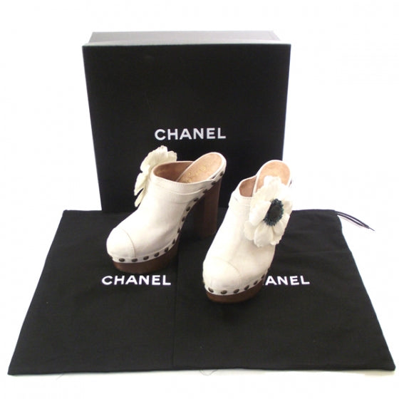 Chanel Suede Camellia Clogs 36 4 of 11