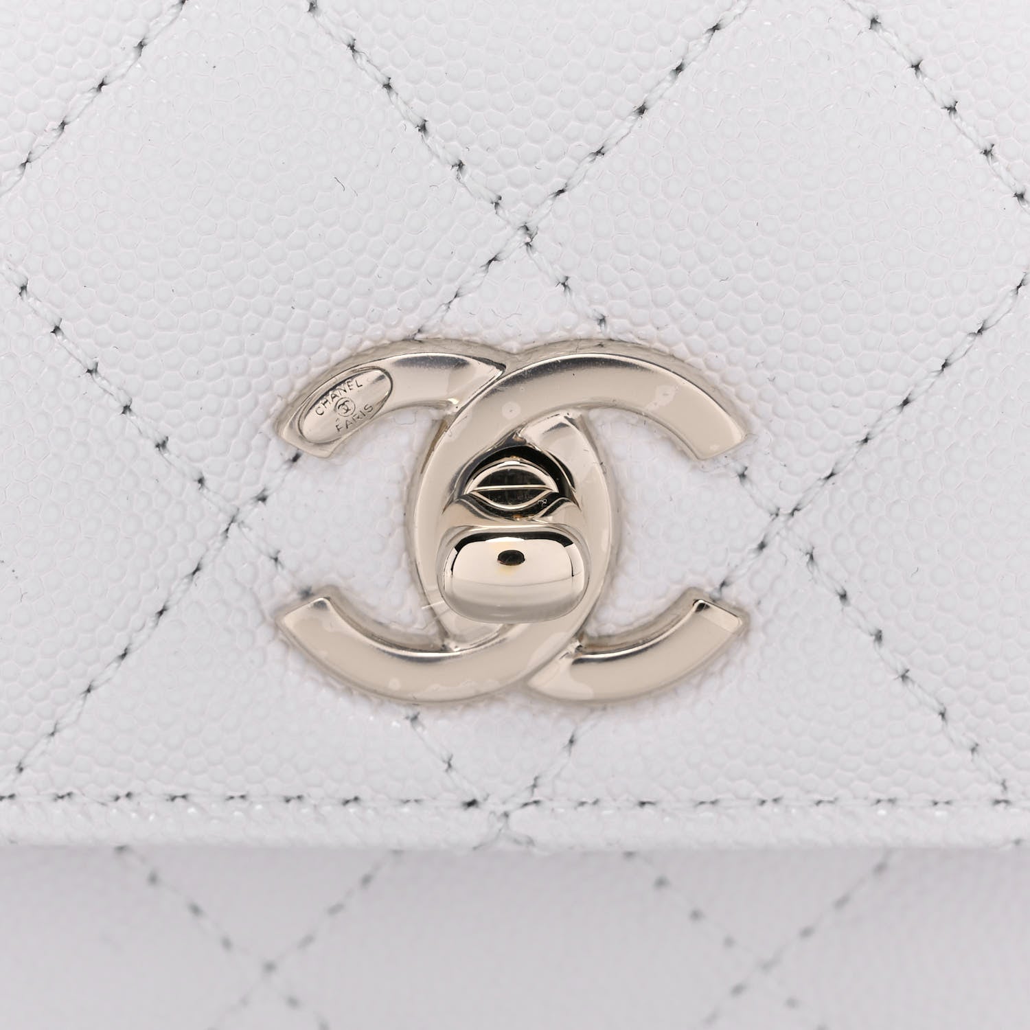 Chanel Caviar Quilted Mini Coco Handle Flap White 3 of 12