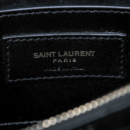 Saint Laurent Sheepskin Matelasse Chevron Monogram Medium College Bag Black 7 of 8
