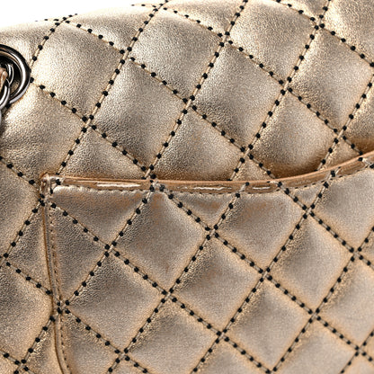 Chanel Metallic Washed Lambskin Quilted Medium Double Flap Dark Gold Black 18 of 18