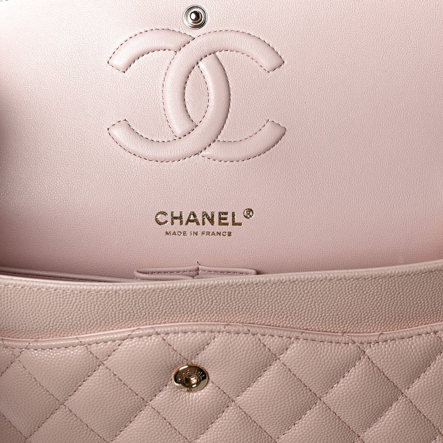 Chanel Caviar Quilted Medium Double Flap Light Beige 5 of 12