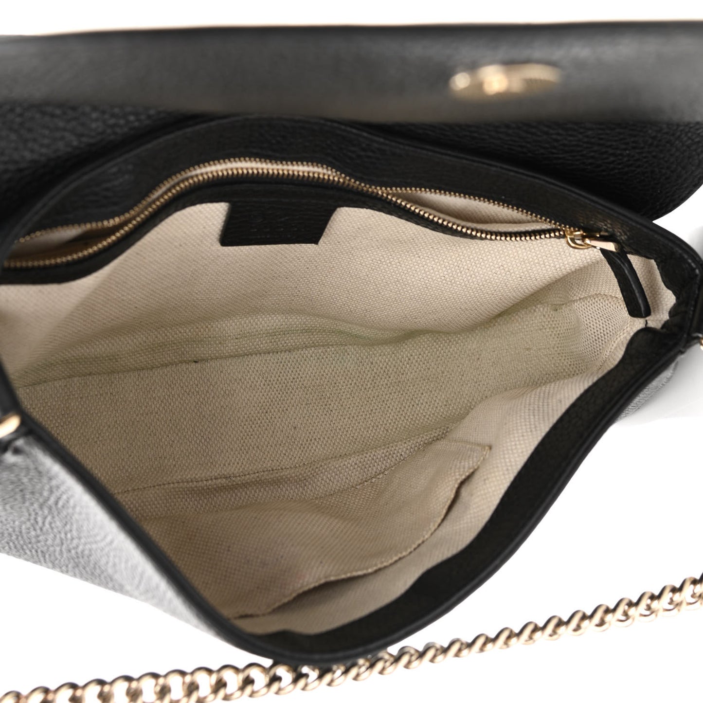 Pebbled Calfskin Medium Soho Flap Crossbody Black