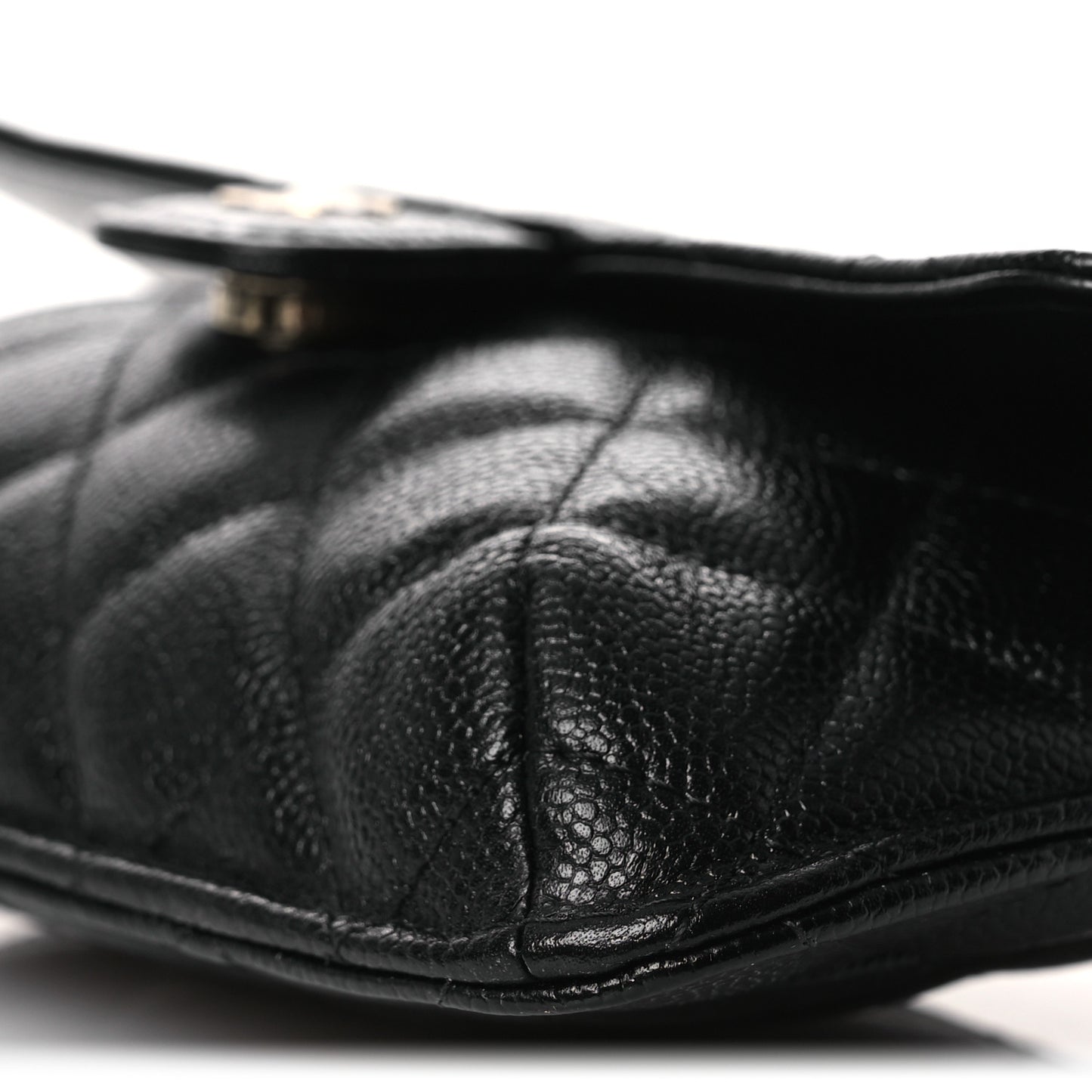 Caviar Fabric Foldable Tote Bag With Chain Black Multicolor