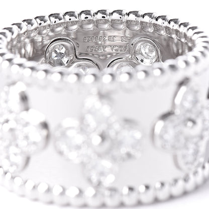 Van Cleef & Arpels 18K White Gold Diamond Perlee Clover Band Ring 53 6.5 4 of 4