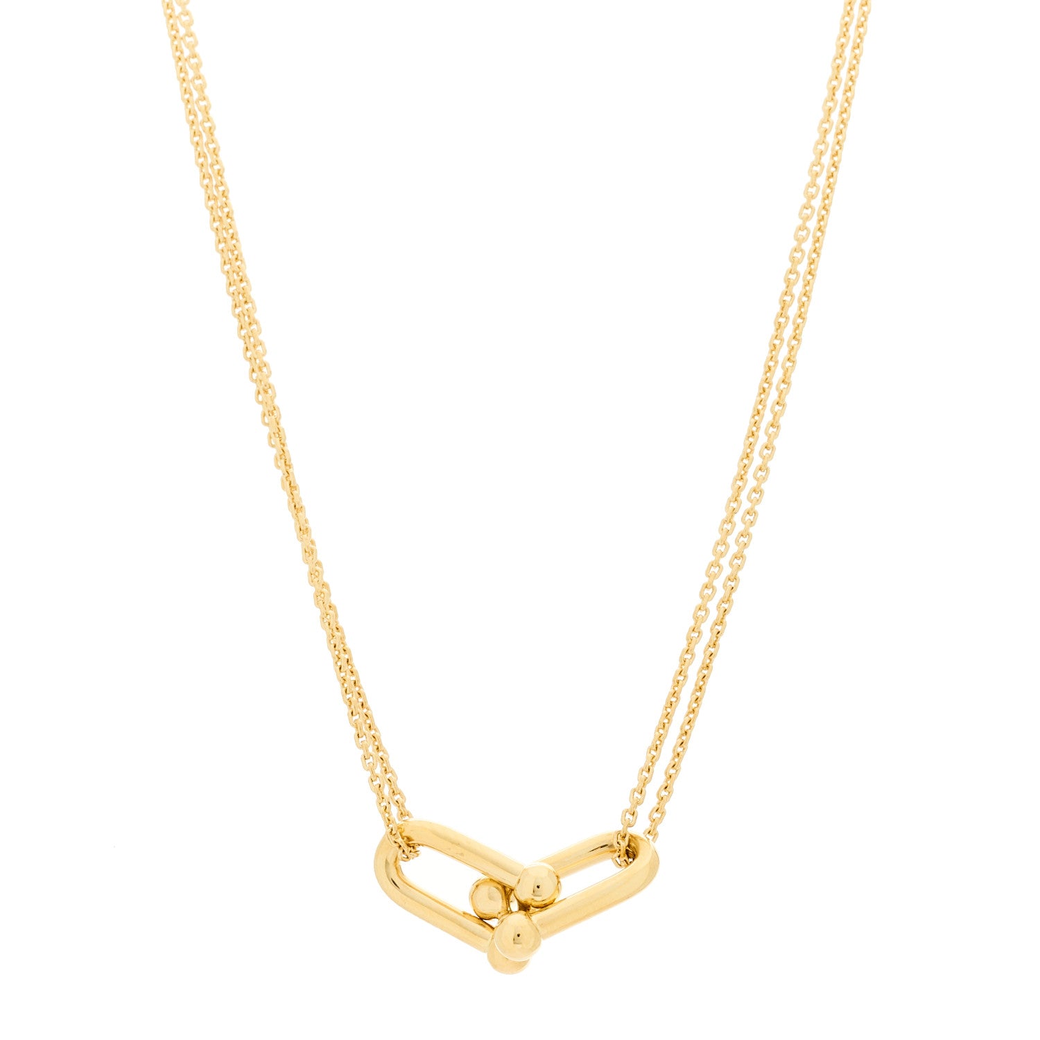 Tiffany 18K Yellow Gold HardWear Small Double Link Pendant Necklace 1 of 5