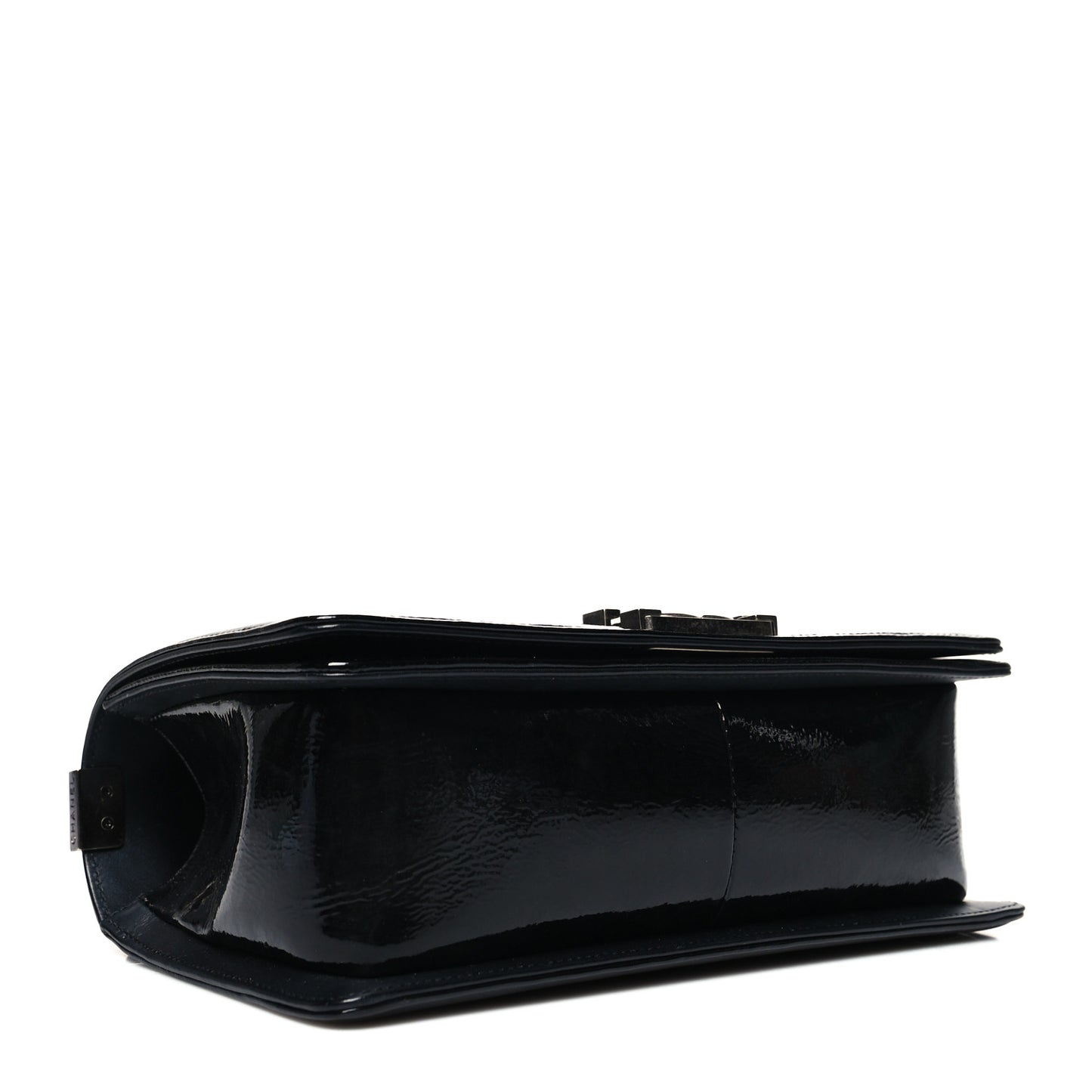 Patent Snakeskin Medium Boy Flap Black