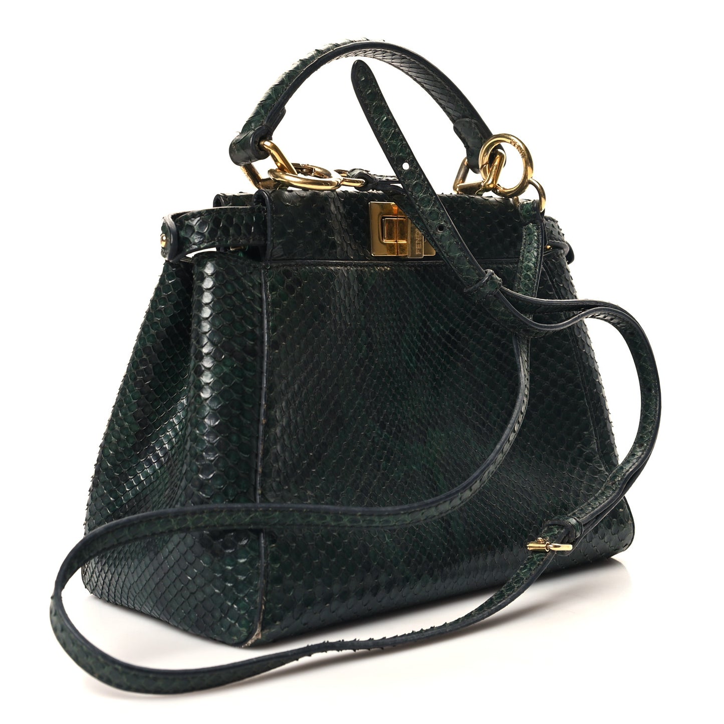 Snakeskin Shiny Nappa Mini Peekaboo Iconic Satchel Green
