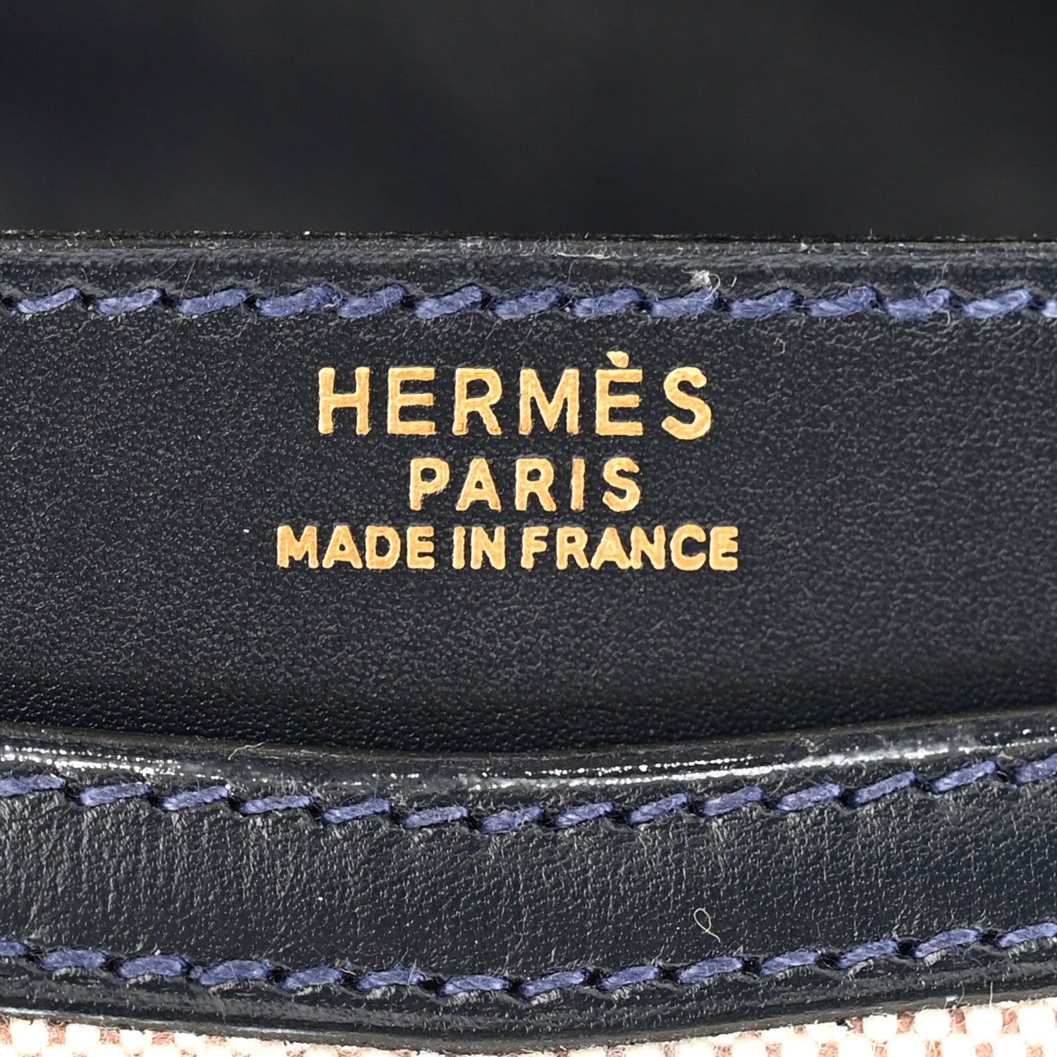 Hermes Toile Vache Calfskin Lydie Clutch Natural Bleu Marine 6 of 12
