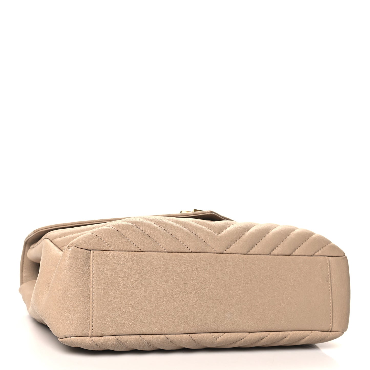 Sheepskin Matelasse Chevron Monogram Large College Satchel Beige