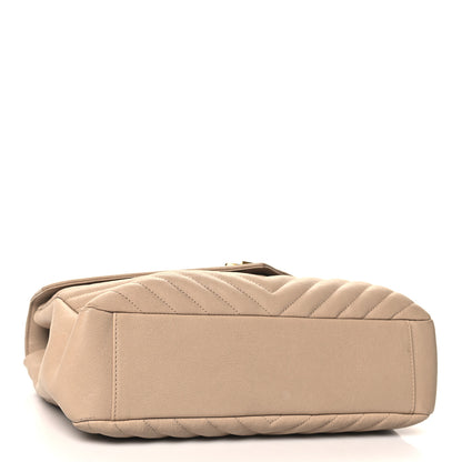 Saint Laurent Sheepskin Matelasse Chevron Monogram Large College Satchel Beige 4 of 11