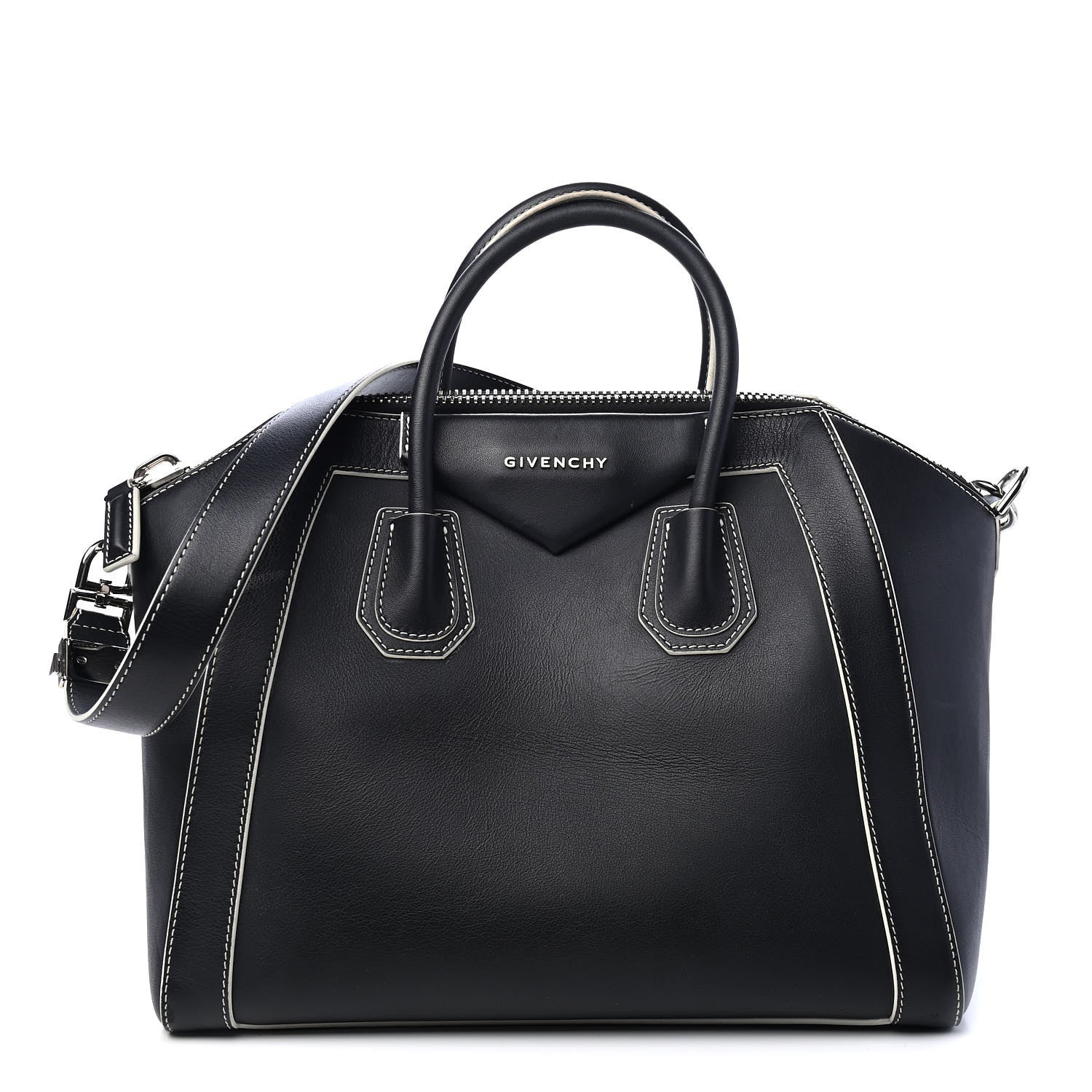 Givenchy Calfskin Contrast Stitched Medium Antigona Black 1 of 10