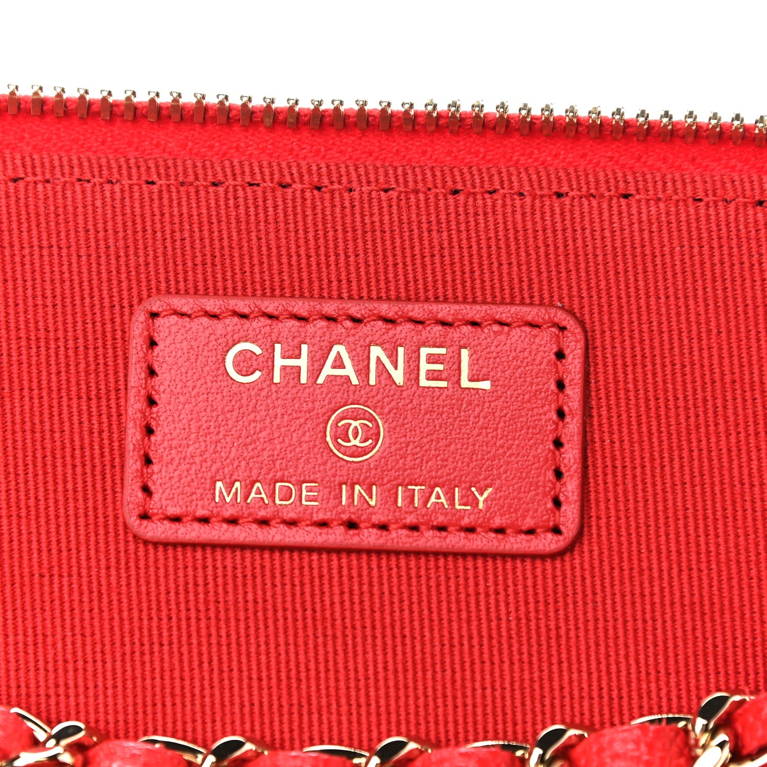 Chanel Caviar Quilted Small Vanity Case With Chain Red 6 of 9