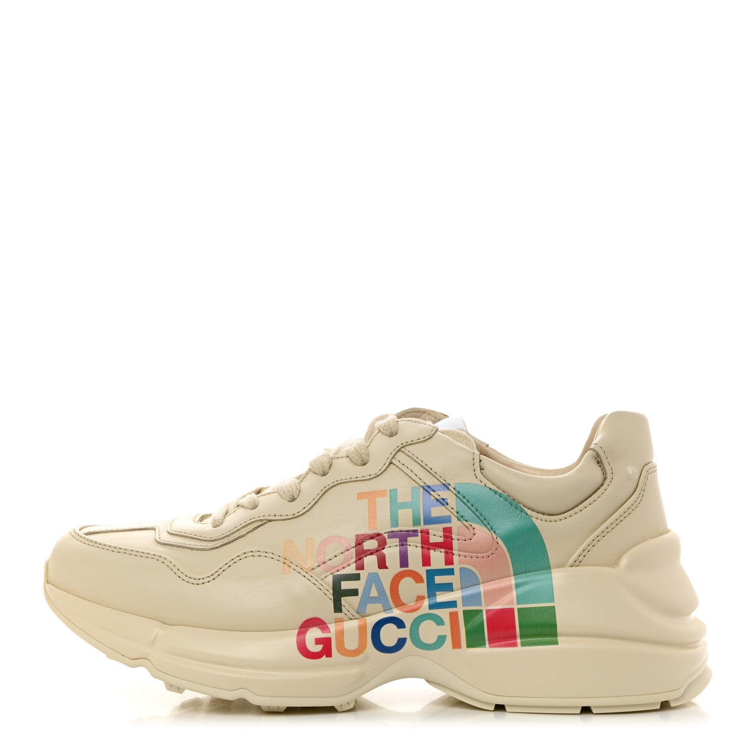 Gucci X THE NORTH FACE Calfskin Womens Rhyton Sneakers 37.5 Special Ivory 1 of 9