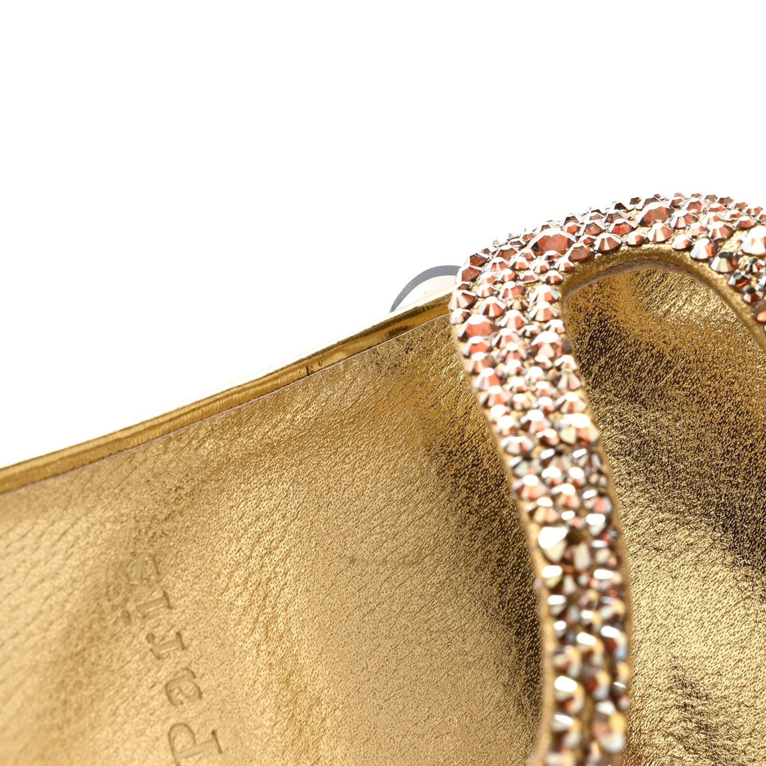 Christian Louboutin Suede Crystal Strass Rosalie 100 Sandals 37.5 Gold 10 of 23