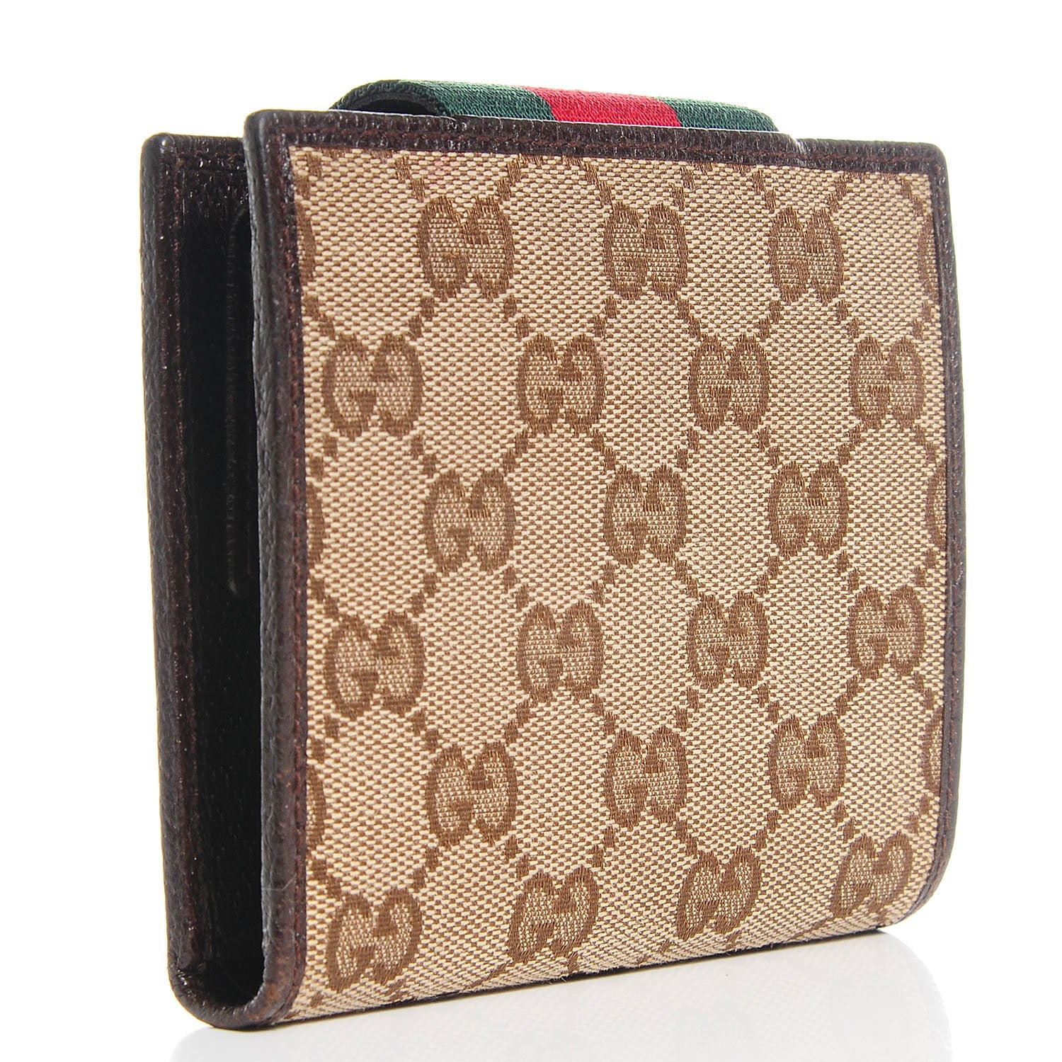 Gucci Monogram Ladies Web French Flap Wallet Dark Brown 3 of 9