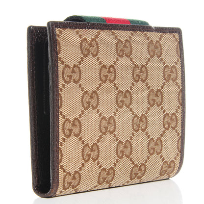 Gucci Monogram Ladies Web French Flap Wallet Dark Brown 3 of 9