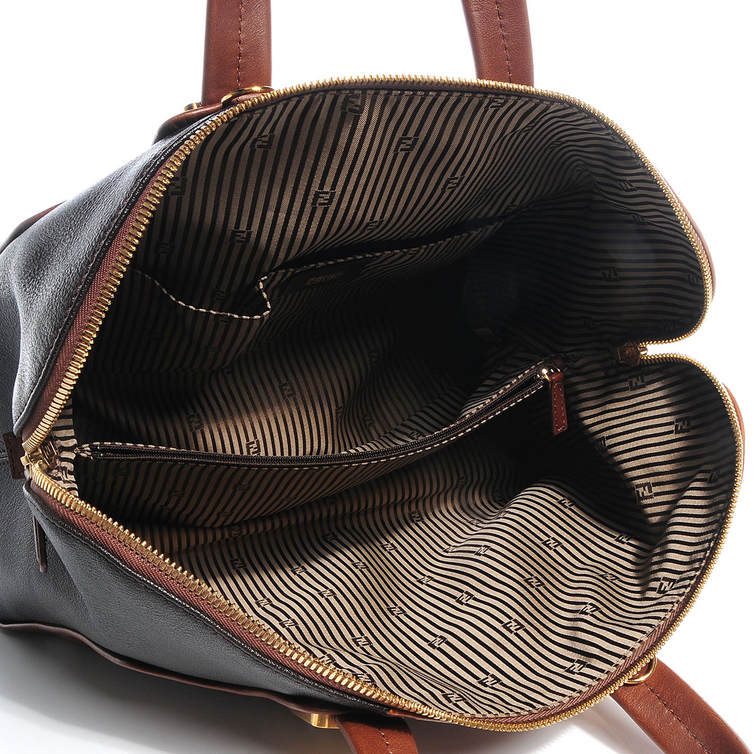 Fendi Capra Vitello Saddle Colorblock Large Chameleon Tote Moro Biscotto 5 of 8