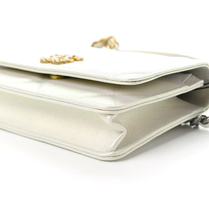 Chanel Iridescent Calfskin Quilted Chanel 19 Wallet On Chain WOC White 7 of 11