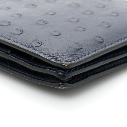 Hermes Ostrich Bearn Wallet Bleu Iris 12 of 17