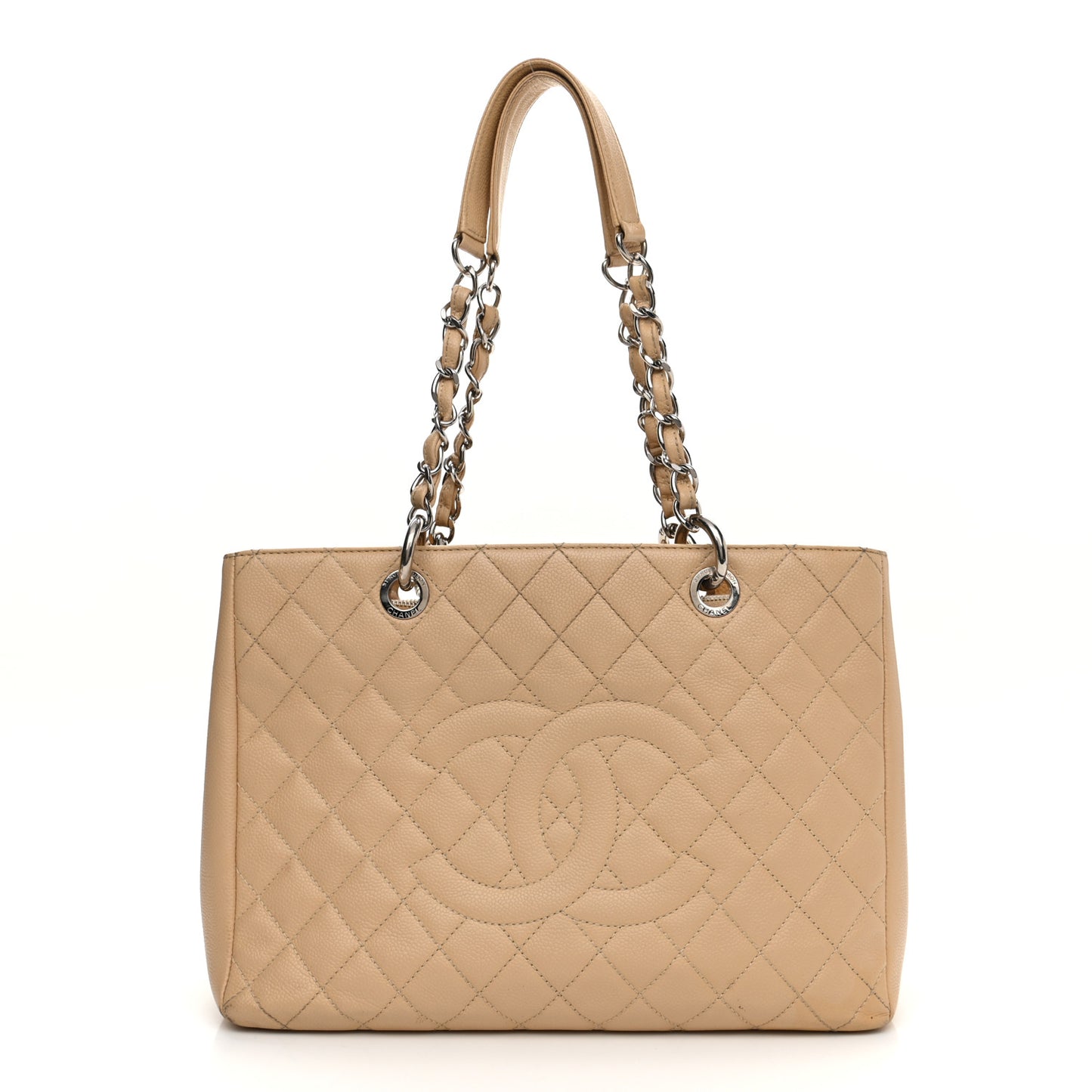 Caviar Quilted Grand Shopping Tote GST Beige