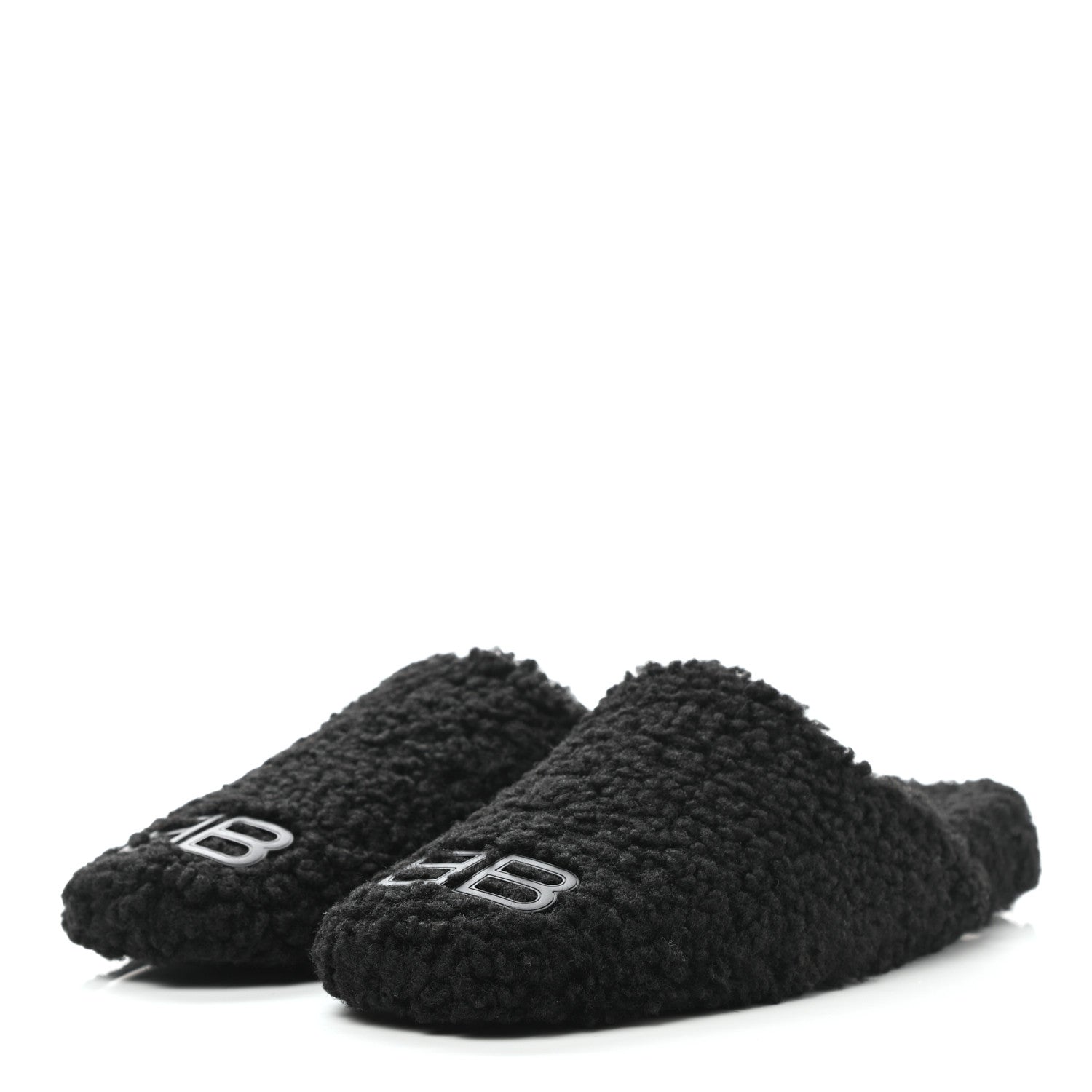 Balenciaga Faux Shearling Cosy BB Mules 37.5 Black 3 of 7