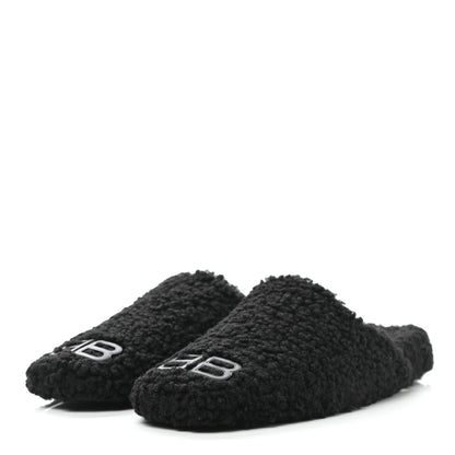 Balenciaga Faux Shearling Cosy BB Mules 37.5 Black 3 of 7