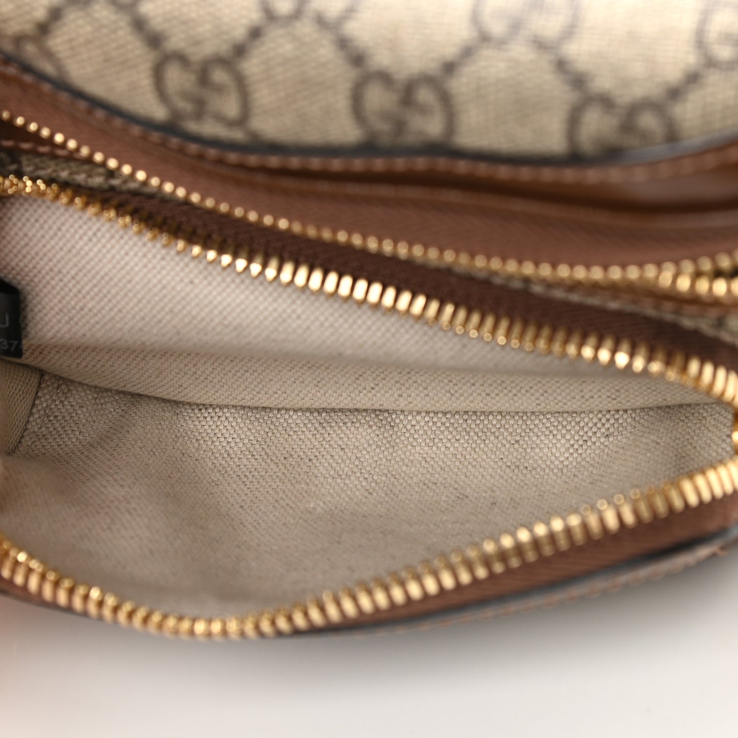 GG Supreme Monogram Textured Calfskin Retro Interlocking G Belt Bag Beige Ebony Brown Sugar