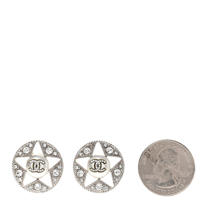Chanel Pearl Crystal Star CC Round Earrings Gold 2 of 5