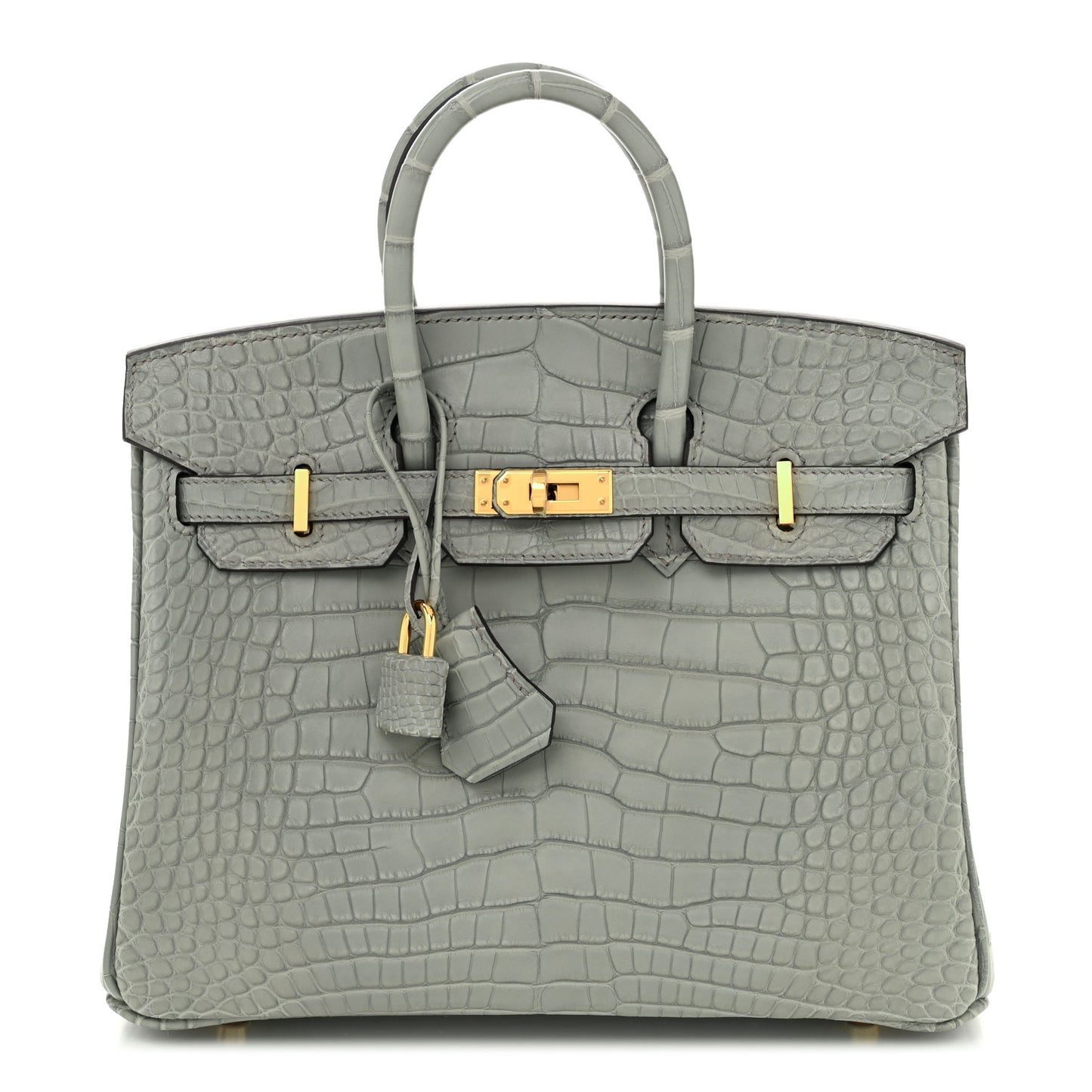 Matte Alligator Birkin 25 Gris Ciment