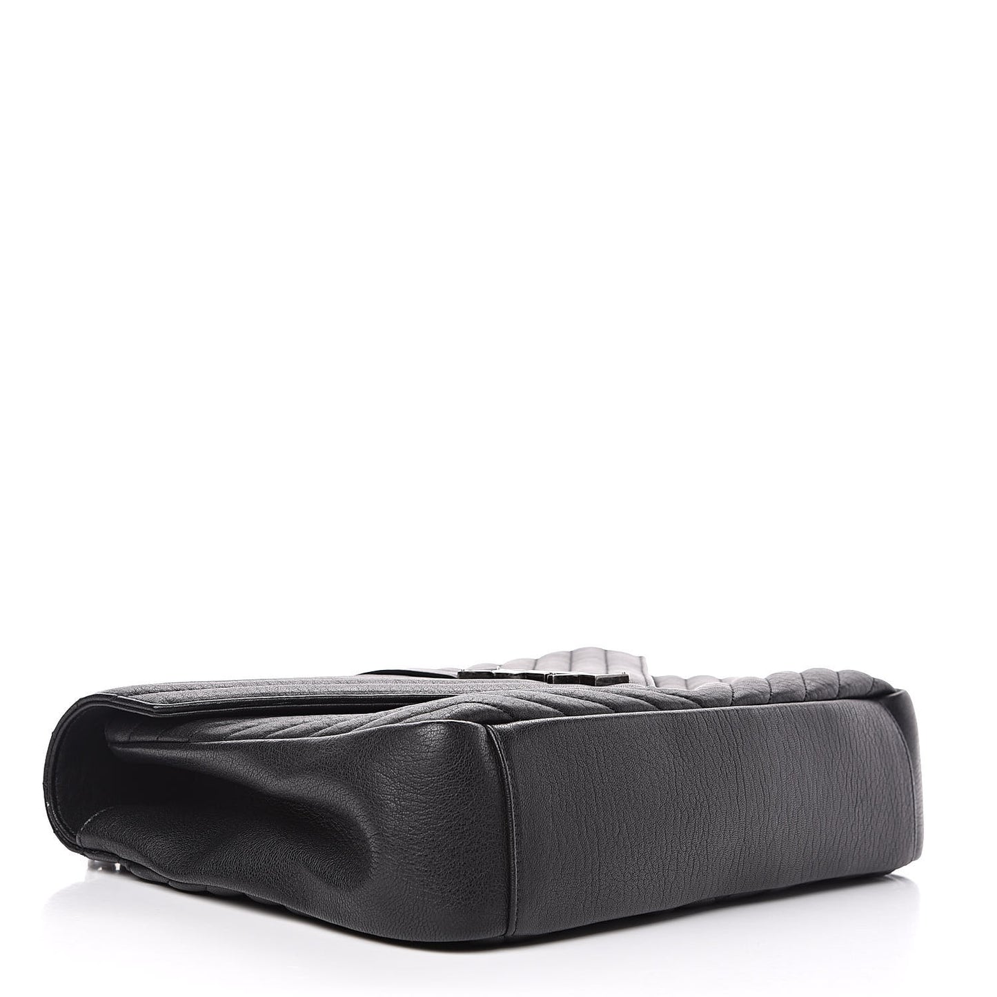 Sheepskin Matelasse Chevron Monogram Large College Satchel Black