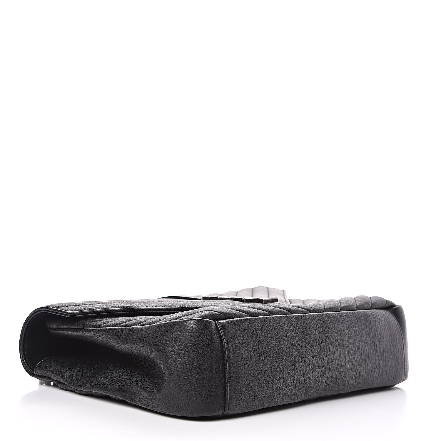 Saint Laurent Sheepskin Matelasse Chevron Monogram Large College Satchel Black 4 of 12