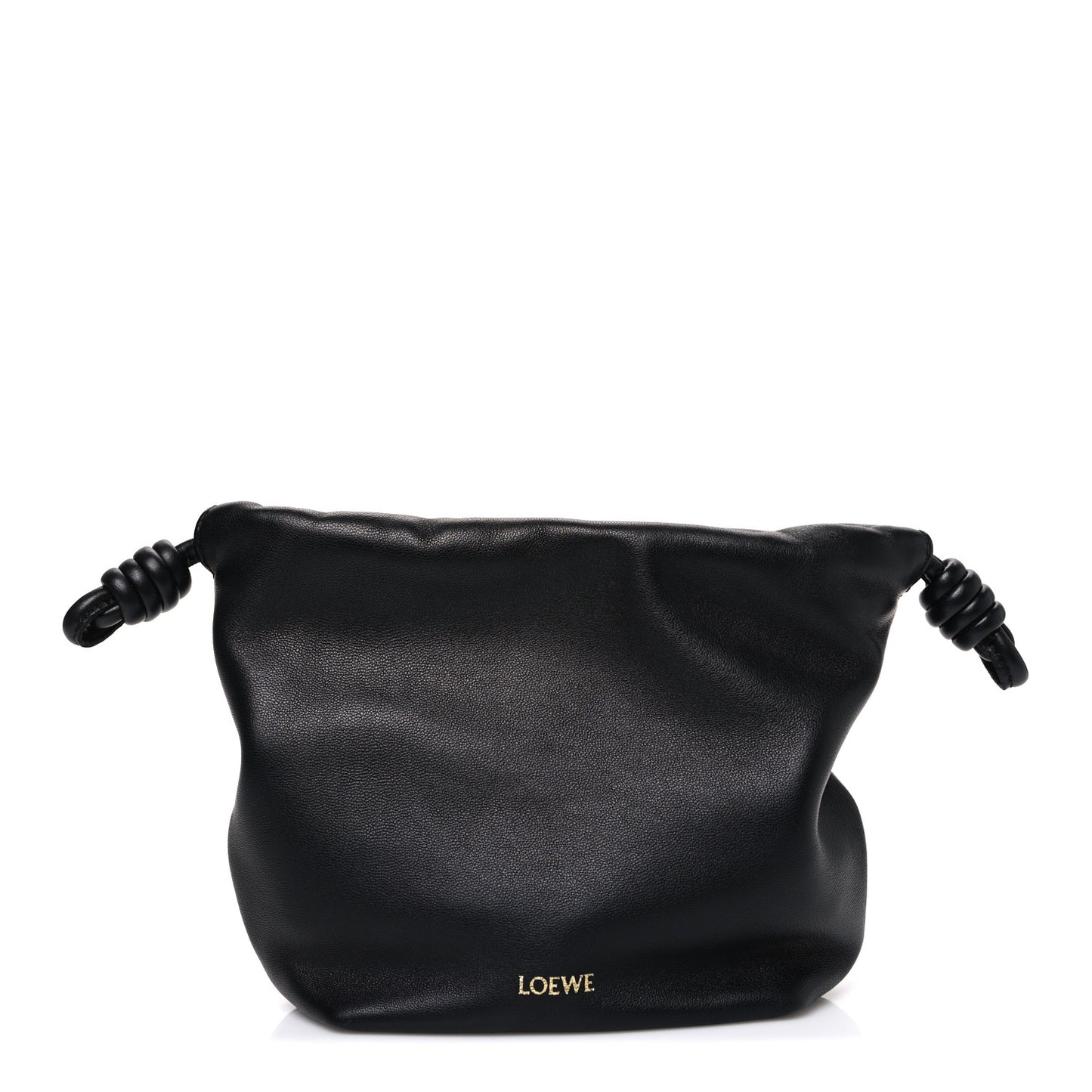 Mellow Nappa Donut Chain Mini Flamenco Knot Clutch Black